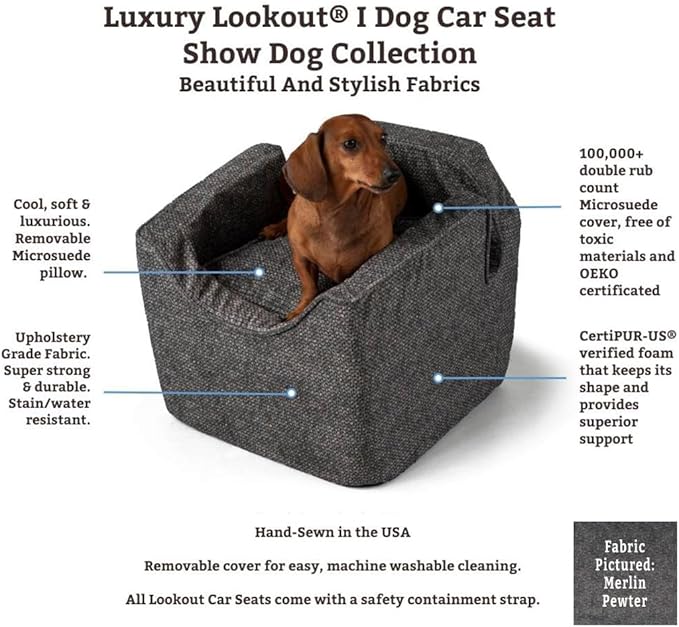 Snoozer Luxury Lookout Pet Car Seat, Small Luxury I, Navy Mutt