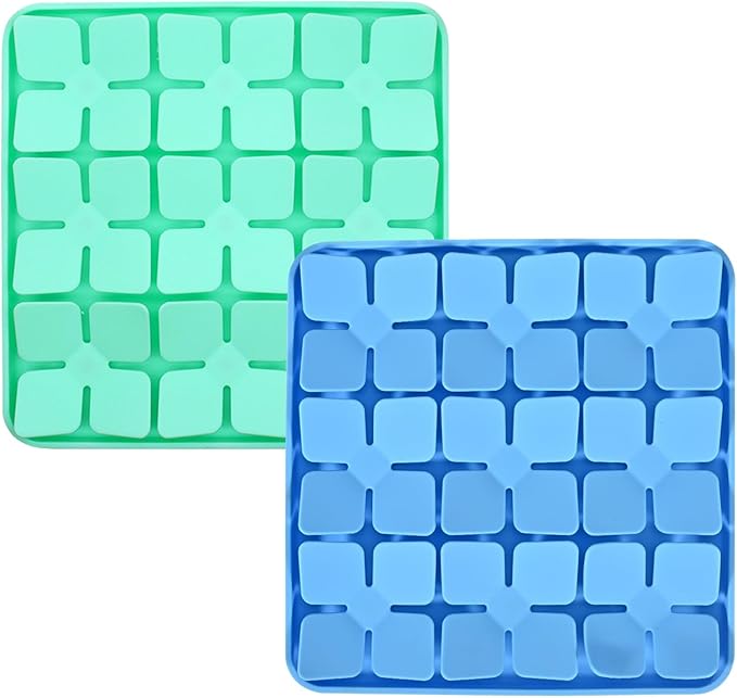 Silicone Snuffle Mat for Dogs 2 Pack, Silicone Dog Slow Feeder Lick Mat with Suction Cups, Puppy Puzzle Feeder Toys Sniff Mat Foraging Mat for Smell Training Slow Eating, Blue & Green