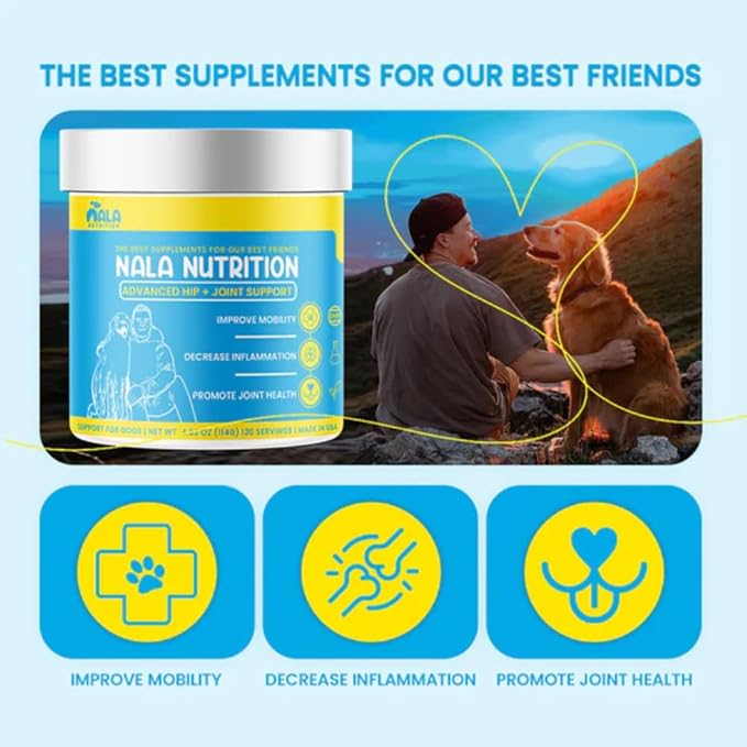 Advanced Hip and Joint Supplement for Dogs | Chondroitin, Vitamin and Glucosamine for Dogs | Dog Joint Supplement for Health + Mobility | 120 Scoops