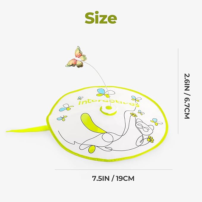 ALL FOR PAWS 2 in 1 Cat Wand Toy - Hide-N-Seek & Flutter with Butterfly Spinner & Moving Feather for Indoor Cats