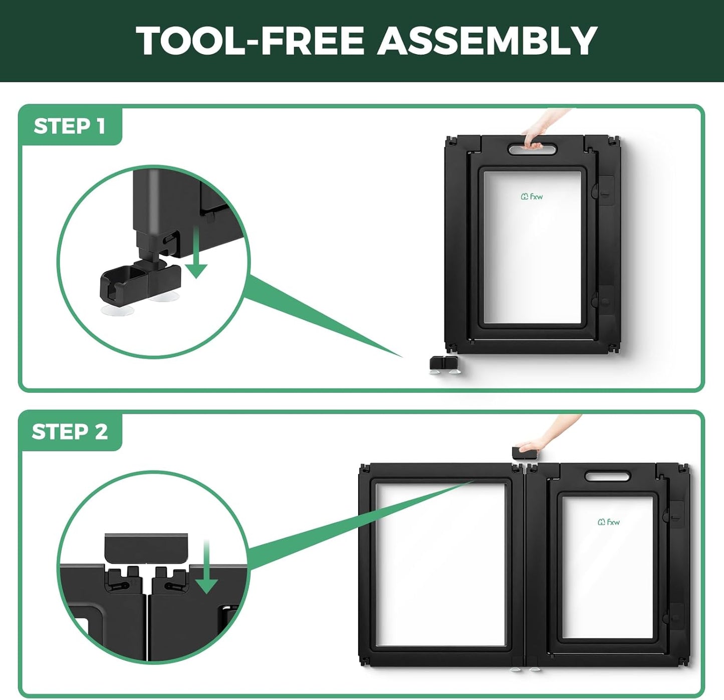 FXW AuraSpace Acrylic Indoor Unleashed Dog Playpen for Small and Medium Dogs, 30 Inch, 16 Panels, Black