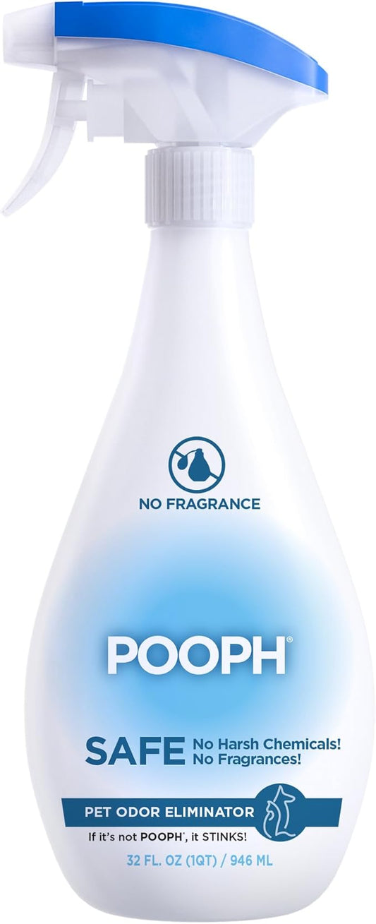 POOPH® Pet Odor Eliminator – 32 fl oz Bottle – Organic, NO Fragrances, NO Harsh Chemicals – Fast, Safe and Effective, Works On-Contact! For Home, Auto, Upholstery, Furniture – Safe for Pets & People