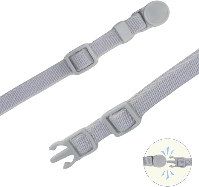 Breakaway Cat Collar with Bell, Safety Buckle Kitten Collar, Elastic Strech Quick Release, Adjustable Lightweight Collars for Girl Boy Cats, Pet Supplies, Accessories, Gifts Gray