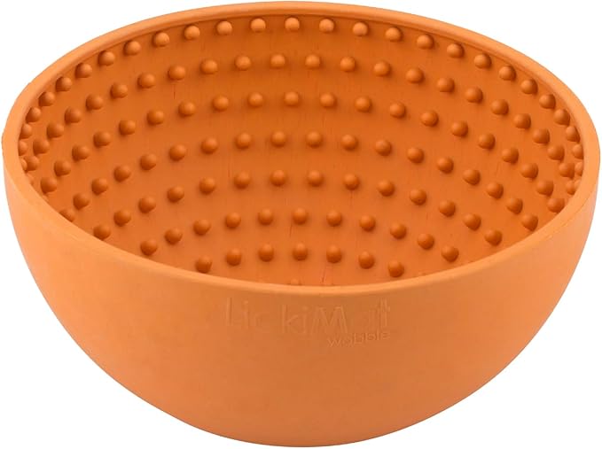 LickiMat Wobble, Dog Slow Feeder Bowl Lick Mat, Boredom Anxiety Reducer; Perfect for Food, Treats, Yogurt, or Peanut Butter. Fun Alternative to a Slow Feed Dog Bowl, Orange