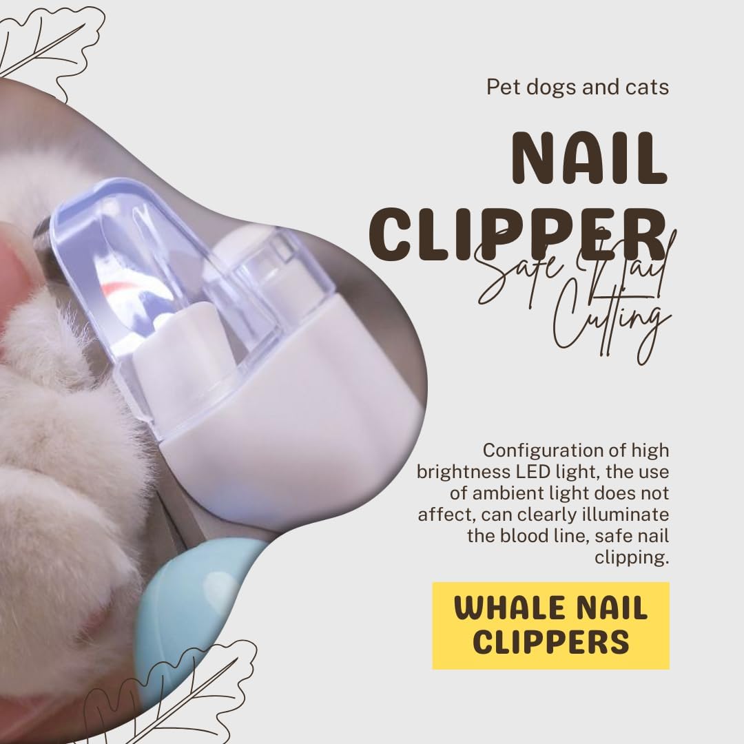 Cat Nail Clippers, Whale Shape Precision Trimming Tool, Ergonomic Non-Slip Handle, Safety Guard, Compact &amp; Easy to Clean (Blue)