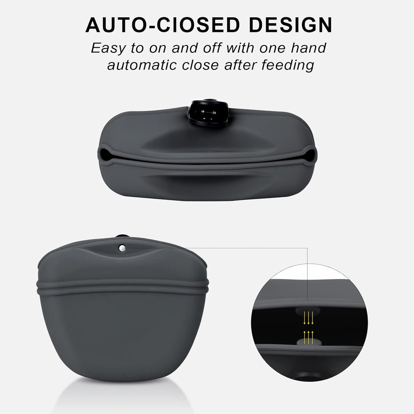 Left&Right Dog Clicker Training Kit,Silicone Dog Training Treat Pouch and Dog Clickers,Dog Treat Bag with Clicker Training for Dogs,Pet Treat Bag with Magnetic Buckle Closing and Waist Clip,Dark Grey