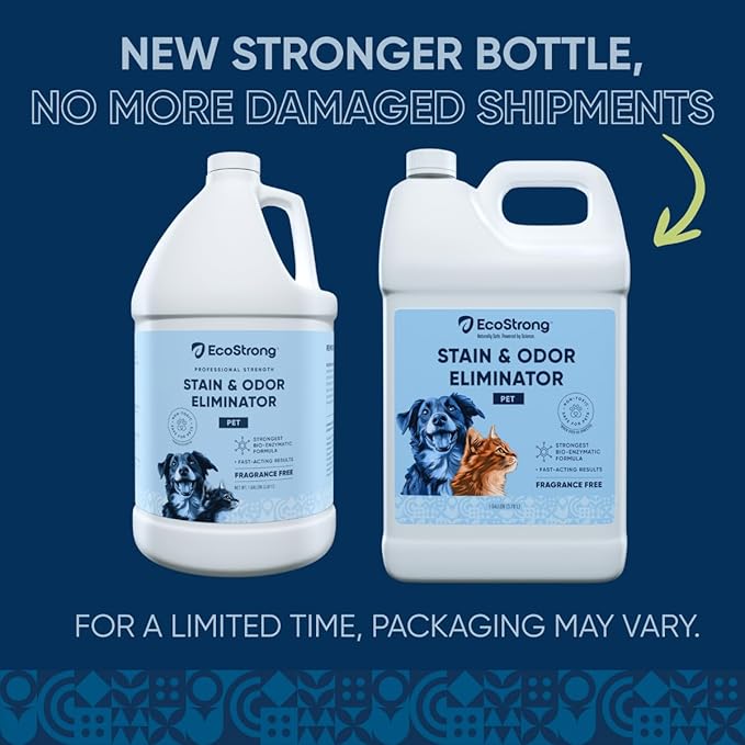 Eco Strong Pet Stain and Odor Remover - Cat Urine Enzyme Cleaner, Urine Destroyer for Dogs, Pet Urine Enzyme Cleaner [All New Fragrance Free] - 128oz