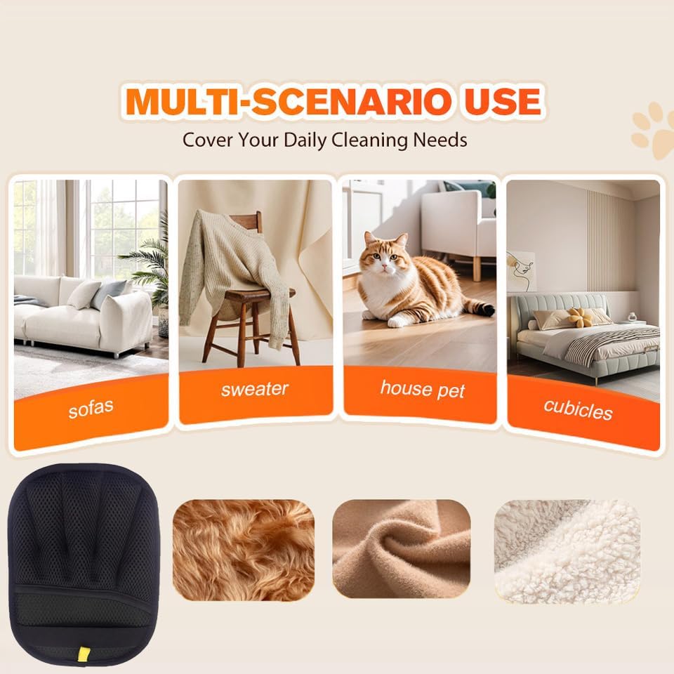 2PCS Pet Hair Remover, Electrostatic Pet Hair Removal Gloves, Reusable Cat & Dog Hair Remover for Couch, Furniture, Carpet, Curtain, Upgraded Animal Fur Removal Tool, Cat Grooming Gloves