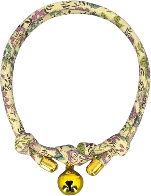 Handmade Cotton Cat Collar with Bell – Adjustable Slip-On Design, No Buckle, Lightweight Rope Collar for Kittens, Indoor Cats, and Small Pets (FAE)