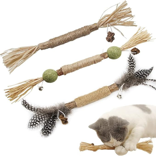 PAZ'S GIFT Catnip Toy cat Toys Catnip Toy cat chew Toy cat Kicking silvervine Stick Teeth Cleaning Cute Kitten Teething Indoor Interactivecat Dental Care Matatabi (Chewing cat Toys)