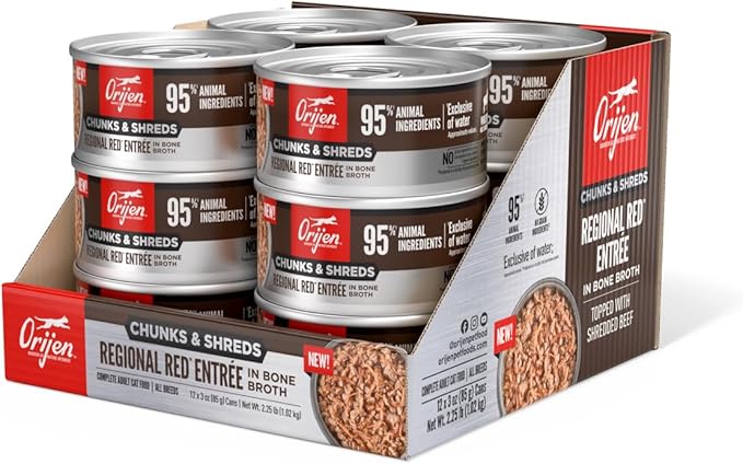 ORIJEN Chunks & Shreds Wet Cat Food Regional Red Entrée 3oz Cans (12 Count)