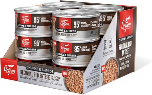 ORIJEN Chunks & Shreds Wet Cat Food Regional Red Entrée 3oz Cans (12 Count)