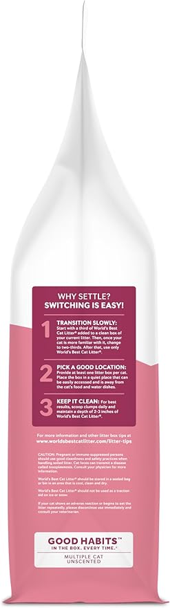 WORLD'S BEST CAT LITTER Good Habits Cat Attract Litter | Natural Plant-Based Attractant | Multicat Flushable Corn Litter | Unscented Odor Control | Low Tracking & Lightweight | Made in USA 15lb Bag