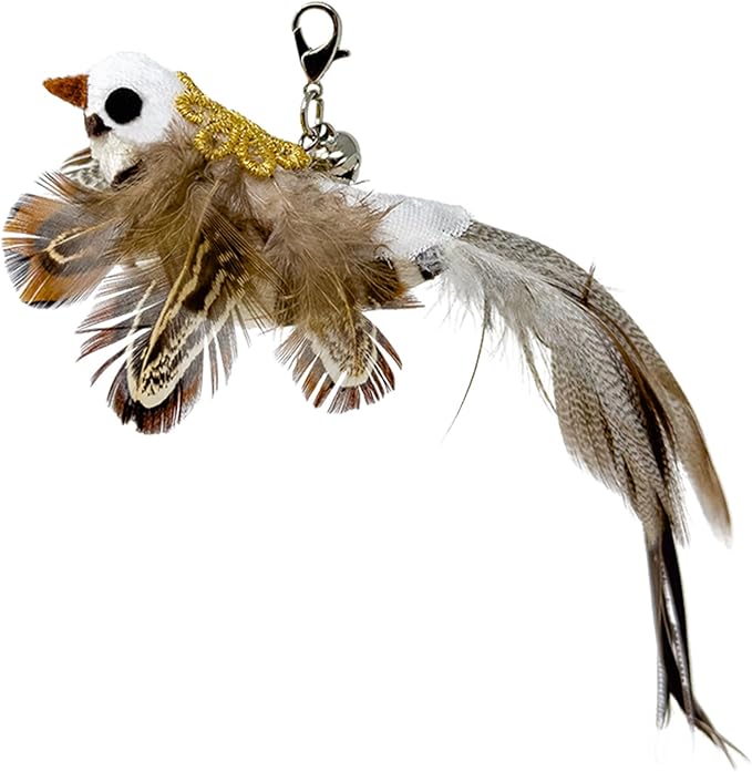 Whiskertons Interactive Bird Simulation Cat Toy Set, Interactive Cat Toys for Indoor Cats, Cat Feather Toy, Self-Holding Suction Base, 5 Replacement Birds, Feathers & Bells (5 Replacement Birds)