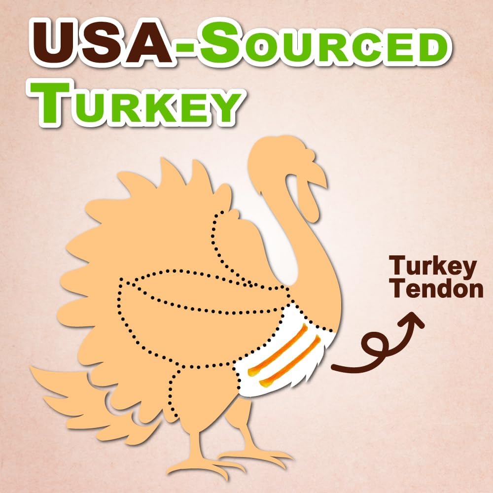 Afreschi Natural Turkey Tendon Pretzel (L) 10 oz, USA-Sourced Turkey Tendon, All Natural Puppy Chew, Hypoallergenic, Rawhide Alternative, for Large Breeds