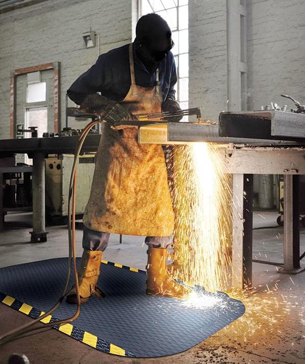 American Floor Mats Hog Heaven Premium 7/8" Black & Yellow Border 5' x 10' Nitrile Backed Anti-Fatigue Comfort Mat