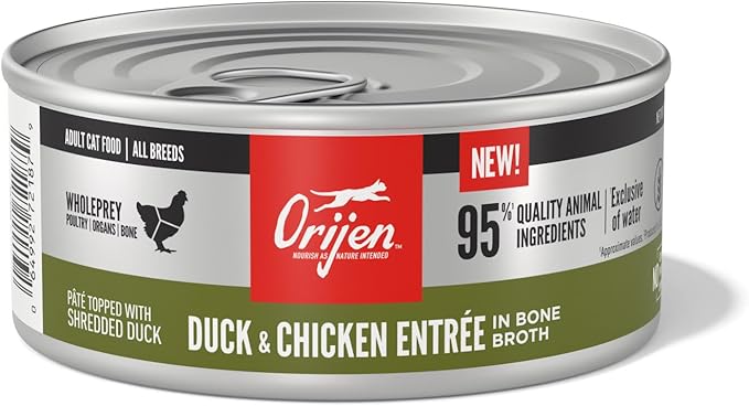 ORIJEN Duck + Chicken Entrée in Bone Broth, 5.5oz, 12 Cans