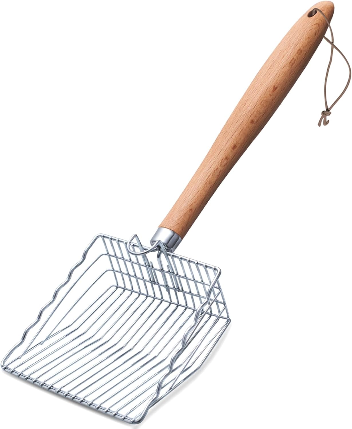 Cat Litter Scoop, Kitty Metal Scooper with Hook and Long Hole, Stainless Steel Kitten Poop Lifter for Litter Box, Non Stick, Durable and Heavy Duty Sifter for Easy Clean