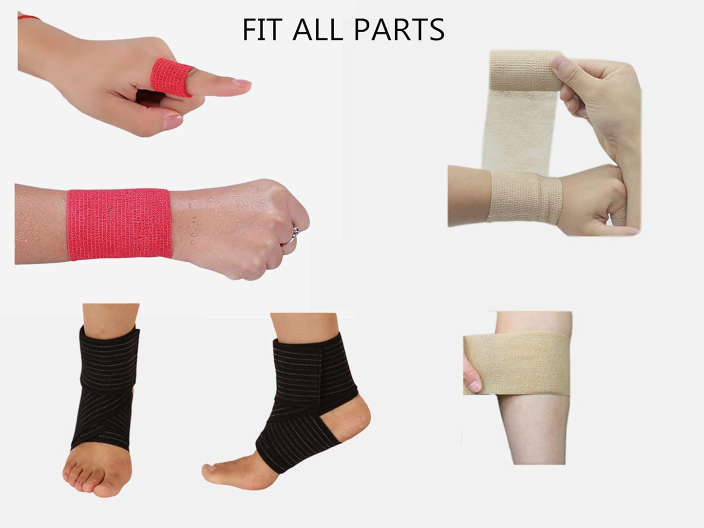 6 Pack 1" x 5 Yards Self Adhesive Bandage Wrap Breathable Cohesive Vet Wrap for Pets, Elastic Self-Adherent Tape for Sports, Wrist, Ankle (Mixed Colors)