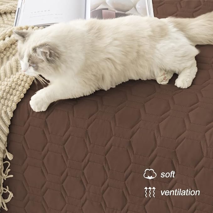 Waterproof and Anti-Slip Dog Bed Cover and Pet Blanket Sofa Pet Bed Mat car Incontinence Mattress Protectors Furniture Couch Cover for Most Cats Dogs, Pets（40x50-Chocolate）