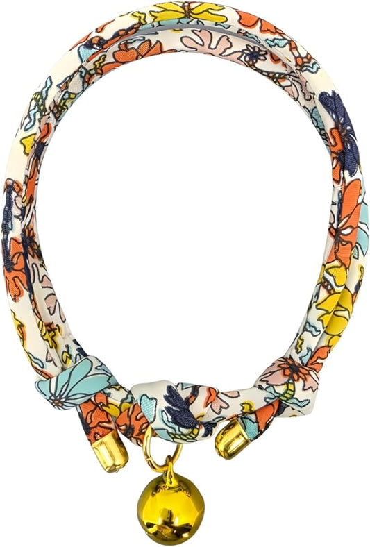 Handmade Cotton Cat Collar with Bell – Adjustable Slip-On Design, No Buckle, Lightweight Rope Collar for Kittens, Indoor Cats, and Small Pets (Vibe)
