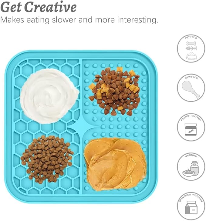 MateeyLife 2PCS Small Lick Mat for Dogs and Cats, Licking Mats for Dog Anxiety Relief, Cat Peanut Butter Lick Pad for Boredom Reducer, Dog Treat Mat Perfect for Bathing Grooming Purple&Light Blue