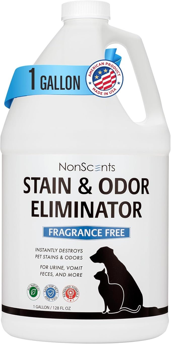 NonScents Stain & Odor Eliminator - Pet Odor & Stain Remover for Dog and Cat Urine - Fragrance Free (1 Gallon)