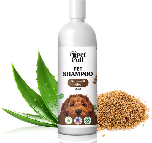 Pet Shampoo and Conditioner for Dogs and Cats - Plant-Based Dog Shampoo Cleanser - Pet Supplies for Pets - Sensitive Skin Dog Wash- Made in The USA (16 oz) (Oatmeal & Aloe, Shampoo)