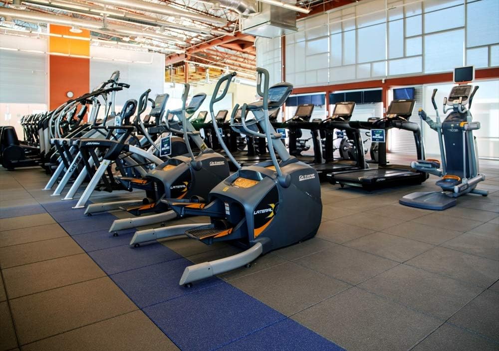 American Floor Mats - Extreme Rubber Gym Tiles - 1 Inch Thick Gym Tiles - 48" Long x 8" Wide Beveled Edge Ramp - Solid Black