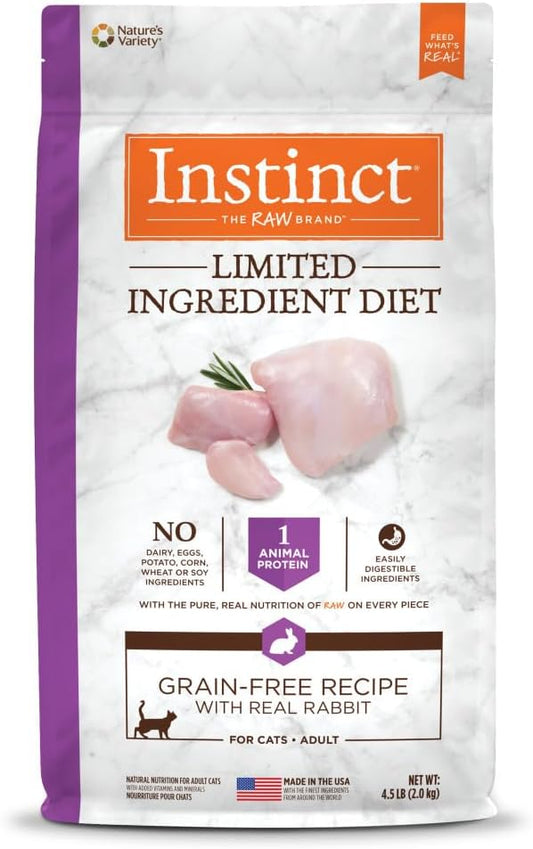 Instinct Limited Ingredient Diet, Natural Dry Cat Food, Grain Free Recipe - Real Rabbit, 4.5 lb. Bag