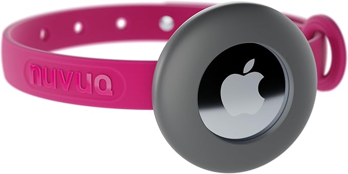 Airtag Breakaway Cat Collar - Soft, Comfortable, and Lightweight Safety Buckle Collar with Air Tag GPS Tracker Holder for Outdoor Cats and Sensitive Skin Kittens by Nuvuq (6 ⅞" to 10 ¼", Pink)