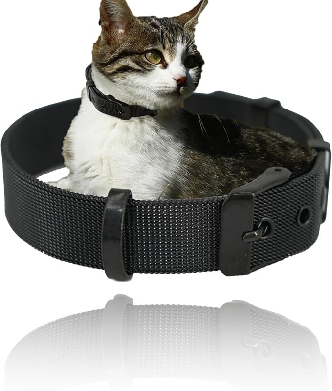Stainless Steel Big Black Adjustable Breathable Belt Pet Collar Dog Cat Kitten Waterproof S/M/L 14mm Woven Tape Slip Durable Stainless Steel Choker