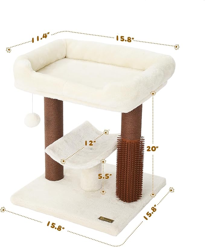 Hoopet cat Tree Tower,cat Scratching Post for Indoor Cats,Featuring with Super Cozy Perch,Cat Self Groomer and Interactive Dangling Ball Great for Kittens and Cats