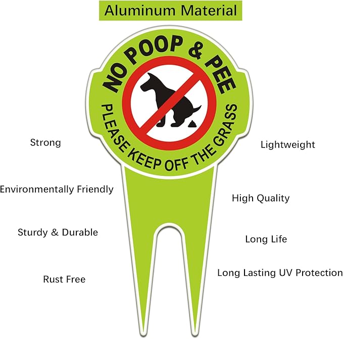 2 Pcs No Poop Dog Signs with Stake 12.0" x 6.5", Double Sided No Pooping Dog Sign for Yard Politely Reads - Please Keep Off The Grass - Stop Dogs from Pooping or Peeing On Your Lawn