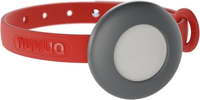 Airtag Breakaway Cat Collar - Soft, Comfortable, and Lightweight Safety Buckle Collar with Air Tag GPS Tracker Holder for Outdoor Cats and Sensitive Skin Kittens by Nuvuq (6 ⅞" to 10 ¼", Red)