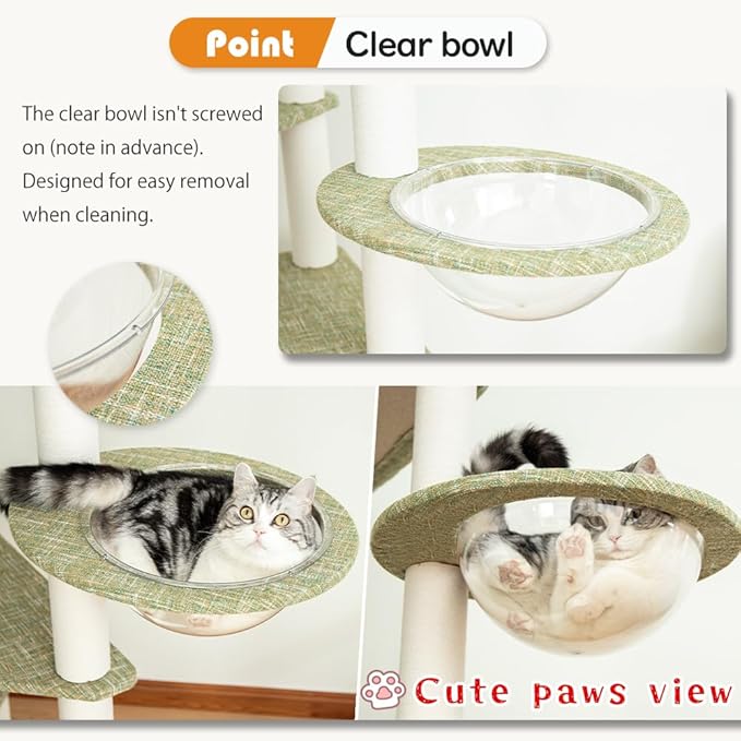 53” Tall Cat Tree for Large Cat, Modern Senior Friendly Cat Tower with Wide Shelves Low Step, Cotton Scratching Posts, Double-Sided Jute Wrapping, Cozy Perches (Light Green)