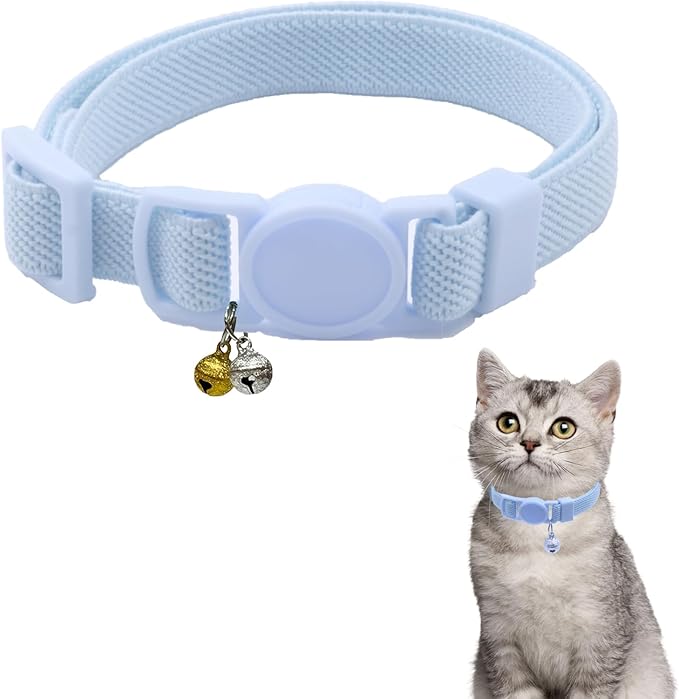 Breakaway Cat Collar with Bell, Safety Buckle Kitten Collar, Elastic Strech Quick Release, Adjustable Lightweight Collars for Girl Boy Cats, Pet Supplies, Accessories, Gifts Blue