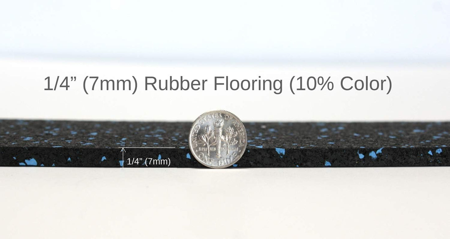 American Floor Mats 1/4in (7mm) Thick 10% Green 4' x 14' Heavy Duty Rubber Rolls, Protective Exercise Mats, Home Gym Rubber Flooring