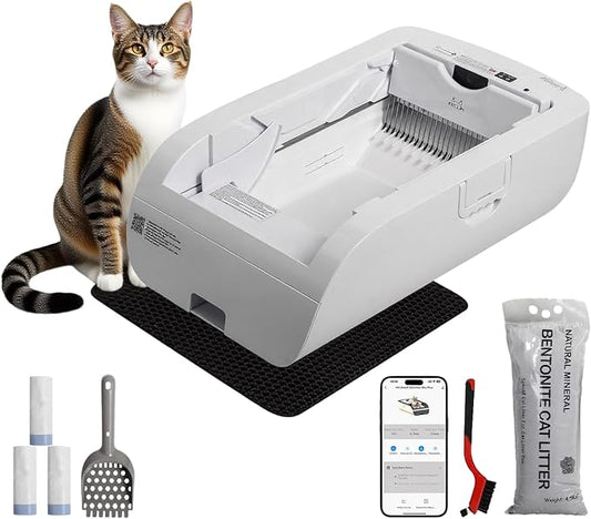 Self-Cleaning Automatic with Open-Top Design Cat Litter Box-Smart APP Control (2.4G/5G) with Health Tracking&24H Backup, Dual Safety Sensors&Odorless Design for Multi-Cat Homes (NO Tent)