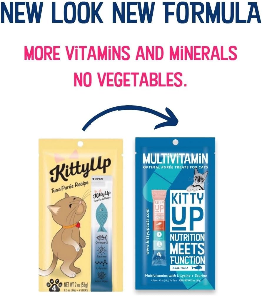 Lickable Cat Treats -Real Tuna Multivitamin Puree with Lysine & Taurine for Indoor Cats | Grain-Free, Squeeze Tube (12 Pack)