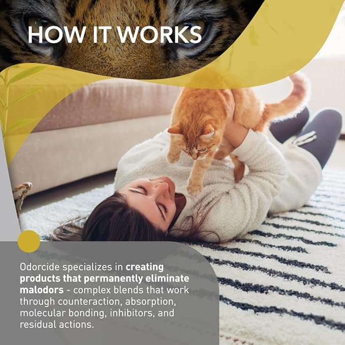 Odorcide Cat Attack Concentrate - Cat Urine Remover for Carpet & Upholstery - Litter Box Odor Eliminator