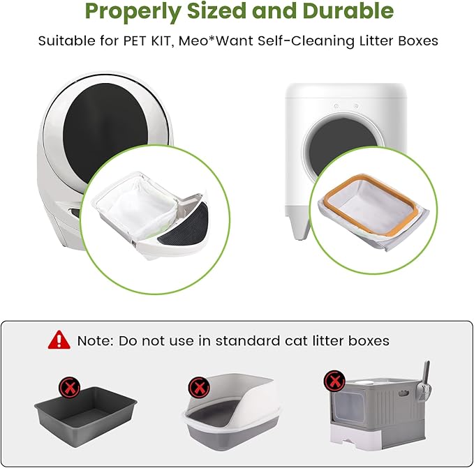 Cat Litter Liner Bags Compatible with Litter Box Robot 3, 4 and Most Self-Cleaning Litter Boxes, 67 Count drawstring Kitty Automatic Waste Drawer Liners, Disposable Pet Trash Replacement Bags