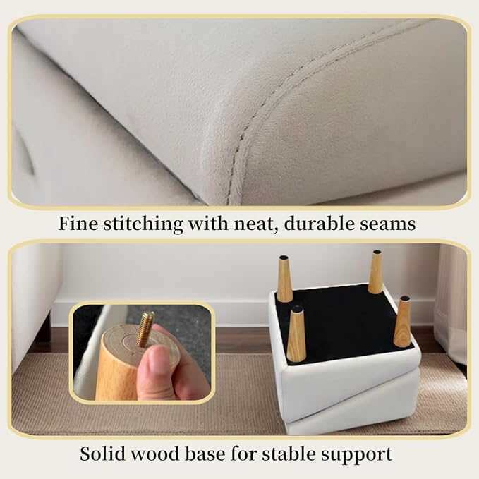 Split Ottoman Dog Ramp, Folding Pet Ramps Stairs for Couch, Pet Ramps Stairs for Small and Large Dogs, Holds up to 220 lbs (Beige - 2 Pads & 2 Covers, One Size)