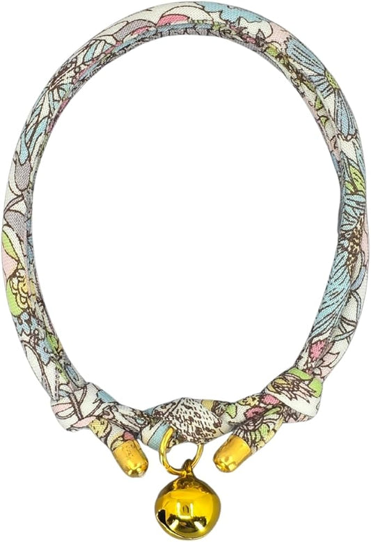 Handmade Cotton Cat Collar with Bell – Adjustable Slip-On Design, No Buckle, Lightweight Rope Collar for Kittens, Indoor Cats, and Small Pets (Lush)