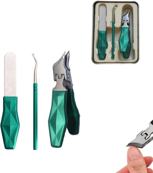 Angled Nail Clippers Green Eagle Beak Oblique Slanted Curved Thick Professional Nail Clippers for Women Adult Men Ingrown