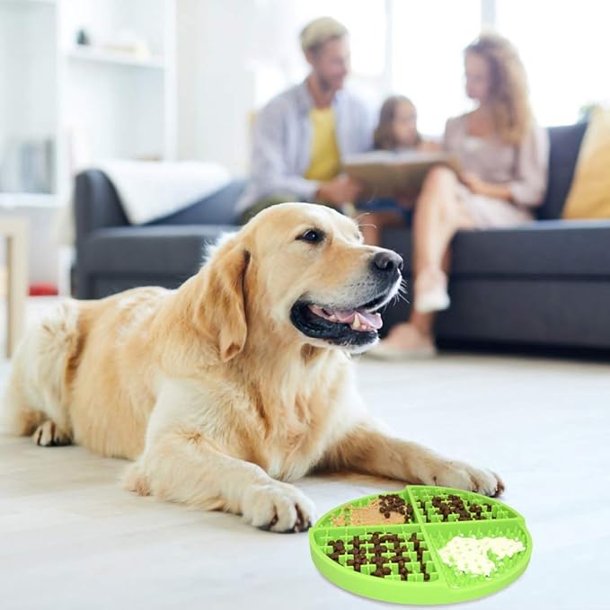 Bangp Licking Mat for Dogs and Cats,Dog Slow Feeders,Boredom Anxiety Reduction,Heavy-Duty Puzzle Mat Dog Treat Mat with Unique Quadrant Design,Perfect for Yogurt,Treats or Peanut Butter(Green)