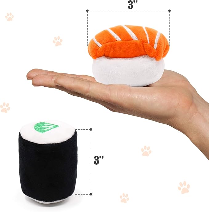CiyvoLyeen 6 Pack Sushi Cat Toys with Catnip Sushi Roll Pillow Kitten Chew Bite Supplies Boredom Relief Fluffy Kitty Teeth Cleaning Chewing Cat Lovers Interactive Plush