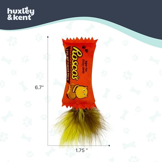 Huxley & Kent Plush Cat Toy - Interactive Catnip Toy for Cats & Kittens - Soft with Crinkle & Catnip - Fun Indoor Play - Roscos Fluffer Puffs