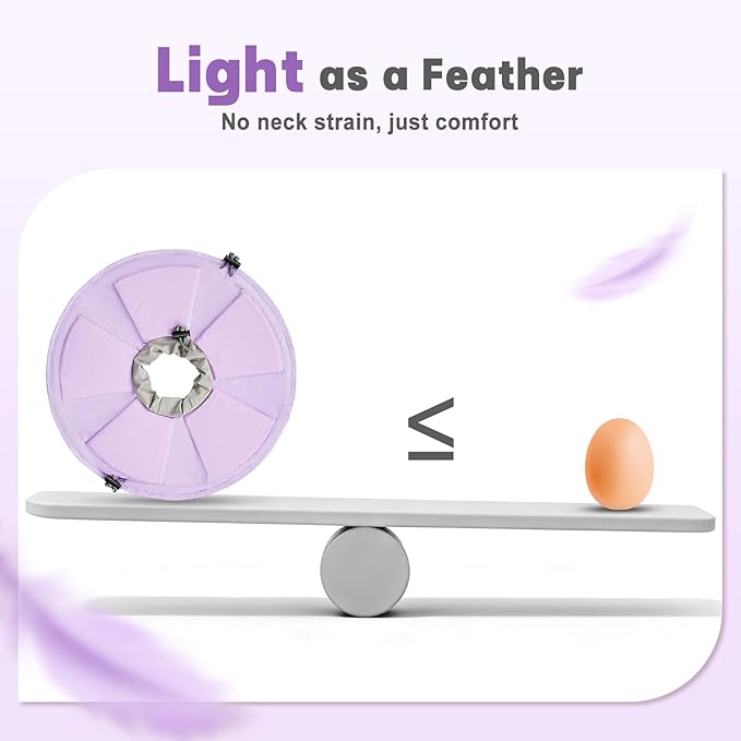 Cat Cone Collar Soft, Adjustable Elizabethan Collar for Cats to Stop Licking, Comfortable Lightweight Kitten Cone for Wound Healing and Surgery Recovery,Purple L