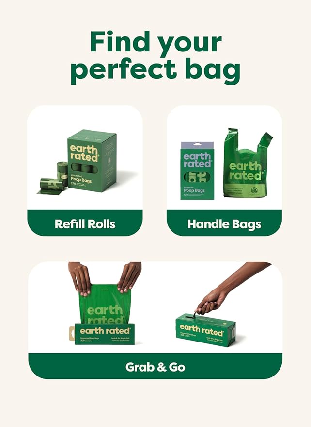 Earth Rated Poop Bags for Dogs, Guaranteed Leak Proof and Extra Thick Waste Bag Refill Rolls, Peach and Lotus, 280 Count